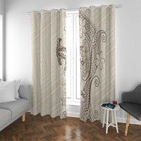 Beige Hawaii Window Curtain Hammerhead Shark Tattoo Curve Polynesian LT14 With Grommets Beige - Polynesian Pride