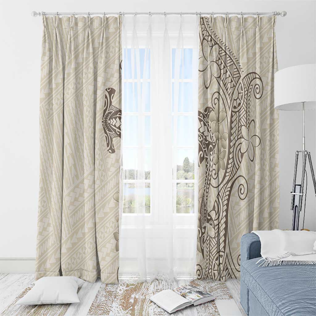 Beige Hawaii Window Curtain Hammerhead Shark Tattoo Curve Polynesian LT14 - Polynesian Pride