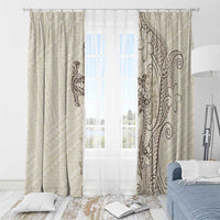 Beige Hawaii Window Curtain Hammerhead Shark Tattoo Curve Polynesian LT14 - Polynesian Pride