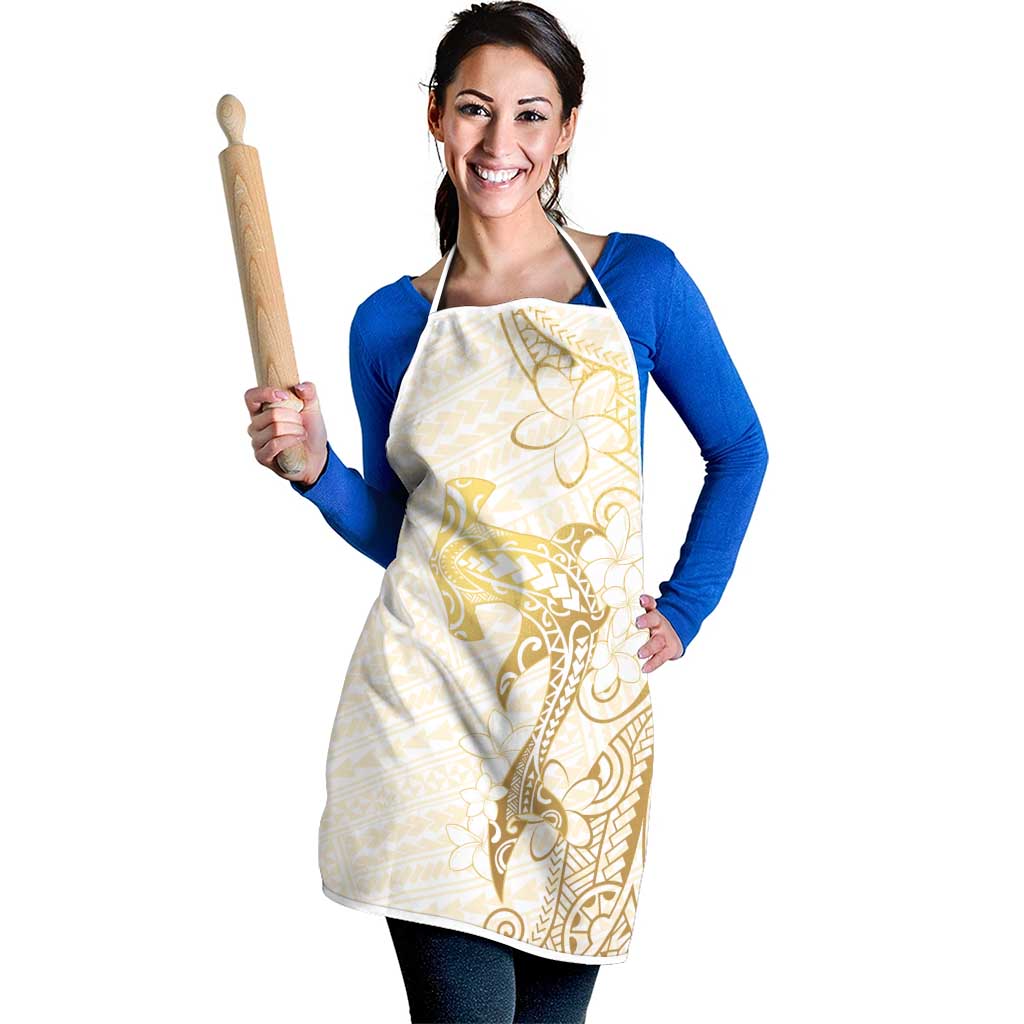 Gold and White Hawaii Apron Hammerhead Shark Tattoo Curve Polynesian - Polynesian Pride