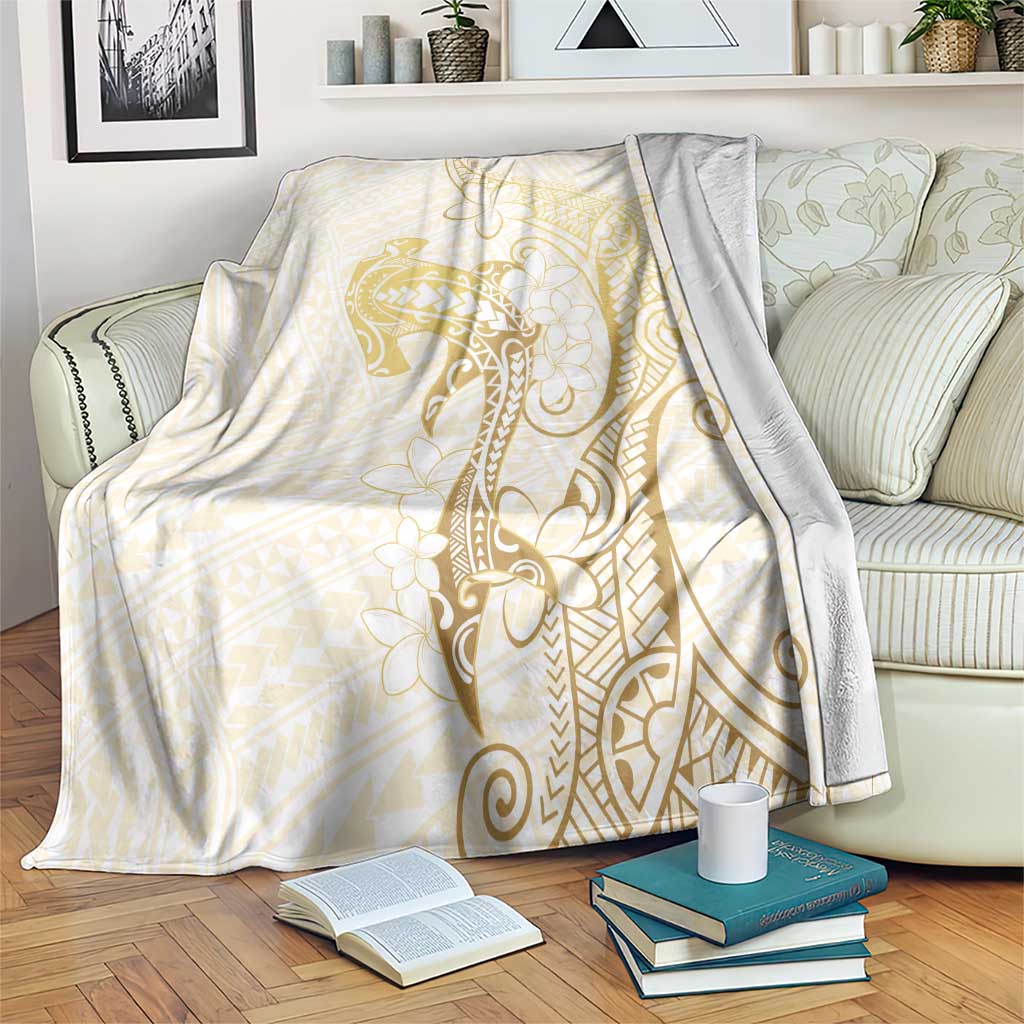 Gold and White Hawaii Blanket Hammerhead Shark Tattoo Curve Polynesian - Polynesian Pride