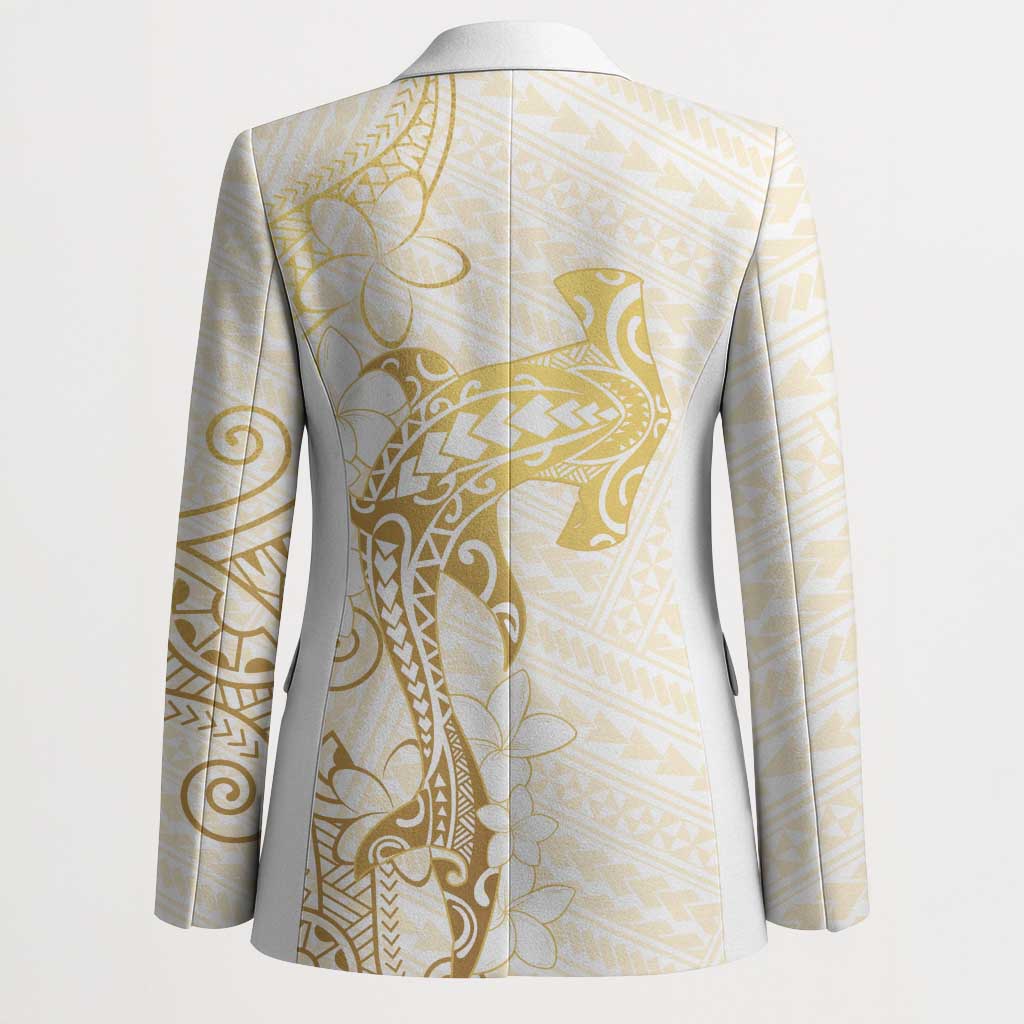 Gold and White Hawaii Blazer Hammerhead Shark Tattoo Curve Polynesian LT14 - Polynesian Pride