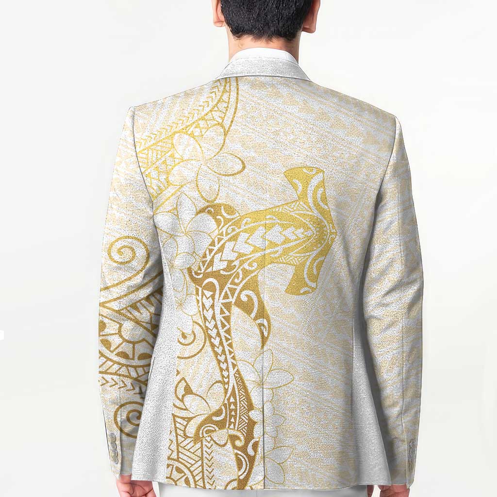 Gold and White Hawaii Blazer Hammerhead Shark Tattoo Curve Polynesian LT14 - Polynesian Pride
