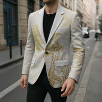 Gold and White Hawaii Blazer Hammerhead Shark Tattoo Curve Polynesian LT14 - Polynesian Pride