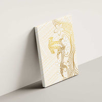 Gold and White Hawaii Canvas Wall Art Hammerhead Shark Tattoo Curve Polynesian - Polynesian Pride