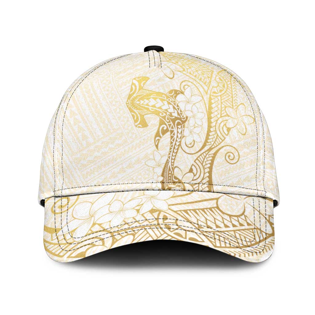 Gold and White Hawaii Classic Cap Hammerhead Shark Tattoo Curve Polynesian - Polynesian Pride