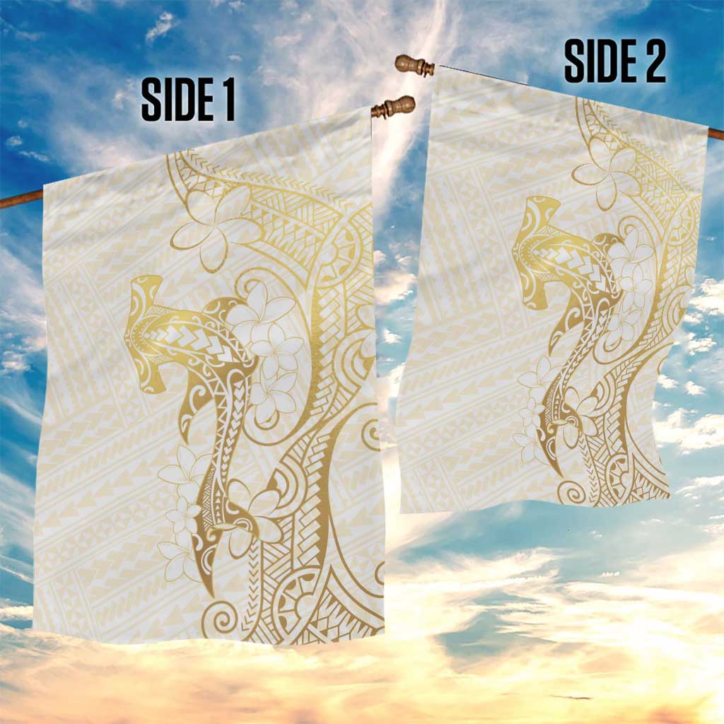 Gold and White Hawaii Garden Flag Hammerhead Shark Tattoo Curve Polynesian - Polynesian Pride