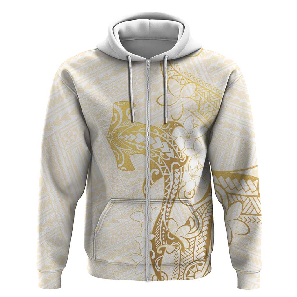 Gold and White Hawaii Hoodie Hammerhead Shark Tattoo Curve Polynesian - Polynesian Pride