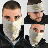 Gold and White Hawaii Neck Gaiter Hammerhead Shark Tattoo Curve Polynesian LT14 - Polynesian Pride