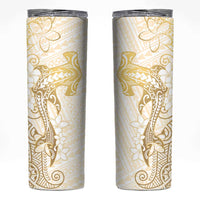 Gold and White Hawaii Skinny Tumbler Hammerhead Shark Tattoo Curve Polynesian - Polynesian Pride