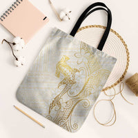 Gold and White Hawaii Tote Bag Hammerhead Shark Tattoo Curve Polynesian LT14 Black Strap One Size White - Polynesian Pride