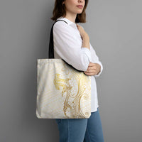Gold and White Hawaii Tote Bag Hammerhead Shark Tattoo Curve Polynesian LT14 - Polynesian Pride