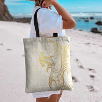 Gold and White Hawaii Tote Bag Hammerhead Shark Tattoo Curve Polynesian LT14 - Polynesian Pride