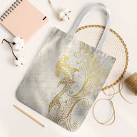 Gold and White Hawaii Tote Bag Hammerhead Shark Tattoo Curve Polynesian LT14 White Strap One Size White - Polynesian Pride