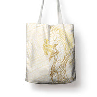 Gold and White Hawaii Tote Bag Hammerhead Shark Tattoo Curve Polynesian LT14 - Polynesian Pride