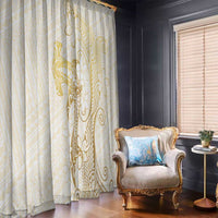 Gold and White Hawaii Window Curtain Hammerhead Shark Tattoo Curve Polynesian LT14 - Polynesian Pride