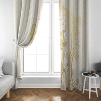 Gold and White Hawaii Window Curtain Hammerhead Shark Tattoo Curve Polynesian LT14 - Polynesian Pride