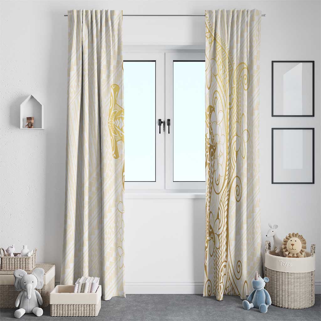 Gold and White Hawaii Window Curtain Hammerhead Shark Tattoo Curve Polynesian LT14 - Polynesian Pride