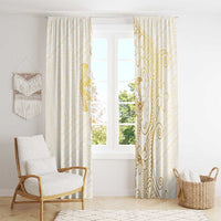 Gold and White Hawaii Window Curtain Hammerhead Shark Tattoo Curve Polynesian LT14 - Polynesian Pride