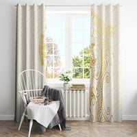 Gold and White Hawaii Window Curtain Hammerhead Shark Tattoo Curve Polynesian LT14 - Polynesian Pride