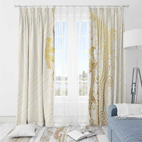 Gold and White Hawaii Window Curtain Hammerhead Shark Tattoo Curve Polynesian LT14 - Polynesian Pride