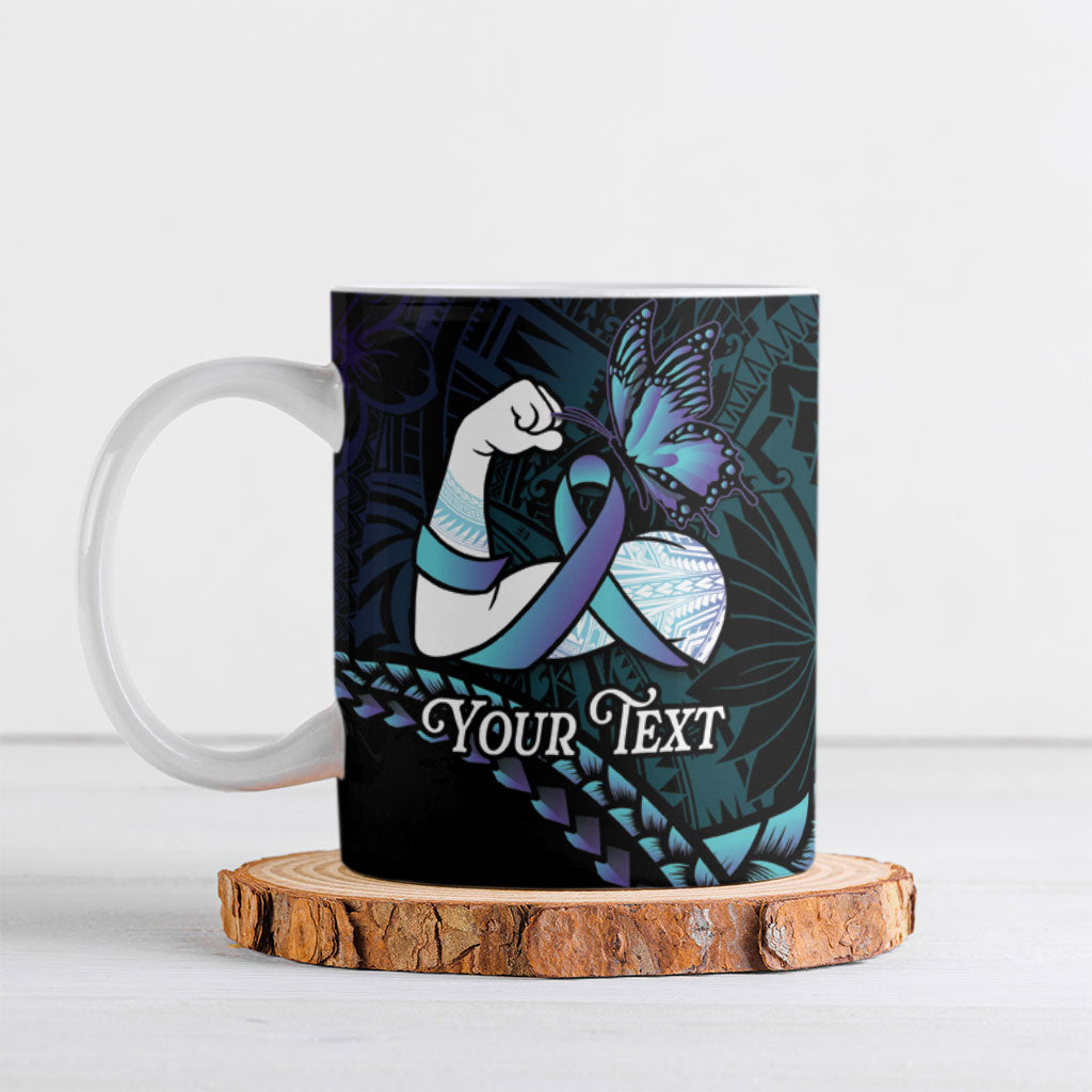 Personalised Polynesia Suicide Prevention Month Ceramic Mug Brave Strong Butterfly Teal Purple Ribbon LT14 Purple - Polynesian Pride