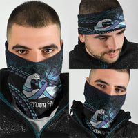 Personalised Polynesia Suicide Prevention Month Neck Gaiter Brave Strong Butterfly Teal Purple Ribbon LT14 - Polynesian Pride