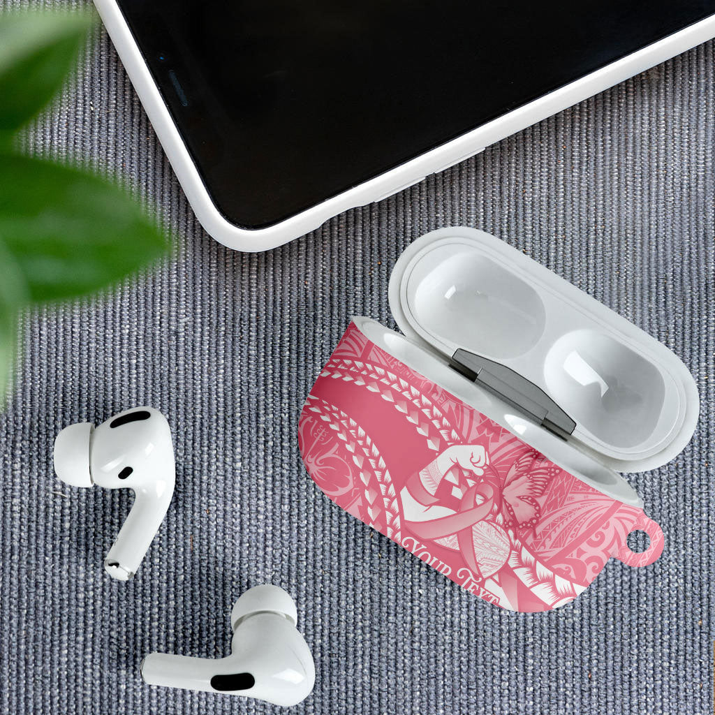 Personalised Polynesia Breast Cancer Awareness AirPods Case Brave Strong Butterfly Pink Ribbon LT14 - Polynesian Pride