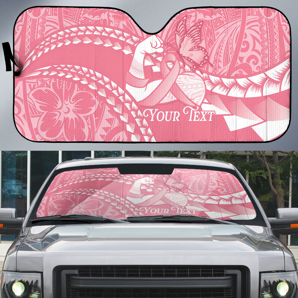 Personalised Polynesia Breast Cancer Awareness Auto Sun Shade Brave Strong Butterfly Pink Ribbon LT14 Pink - Polynesian Pride