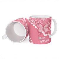 Personalised Polynesia Breast Cancer Awareness Ceramic Mug Brave Strong Butterfly Pink Ribbon LT14 - Polynesian Pride