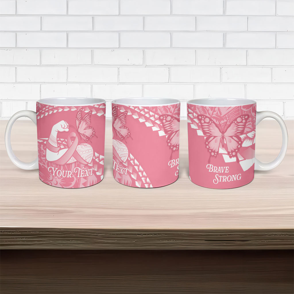 Personalised Polynesia Breast Cancer Awareness Ceramic Mug Brave Strong Butterfly Pink Ribbon LT14 - Polynesian Pride