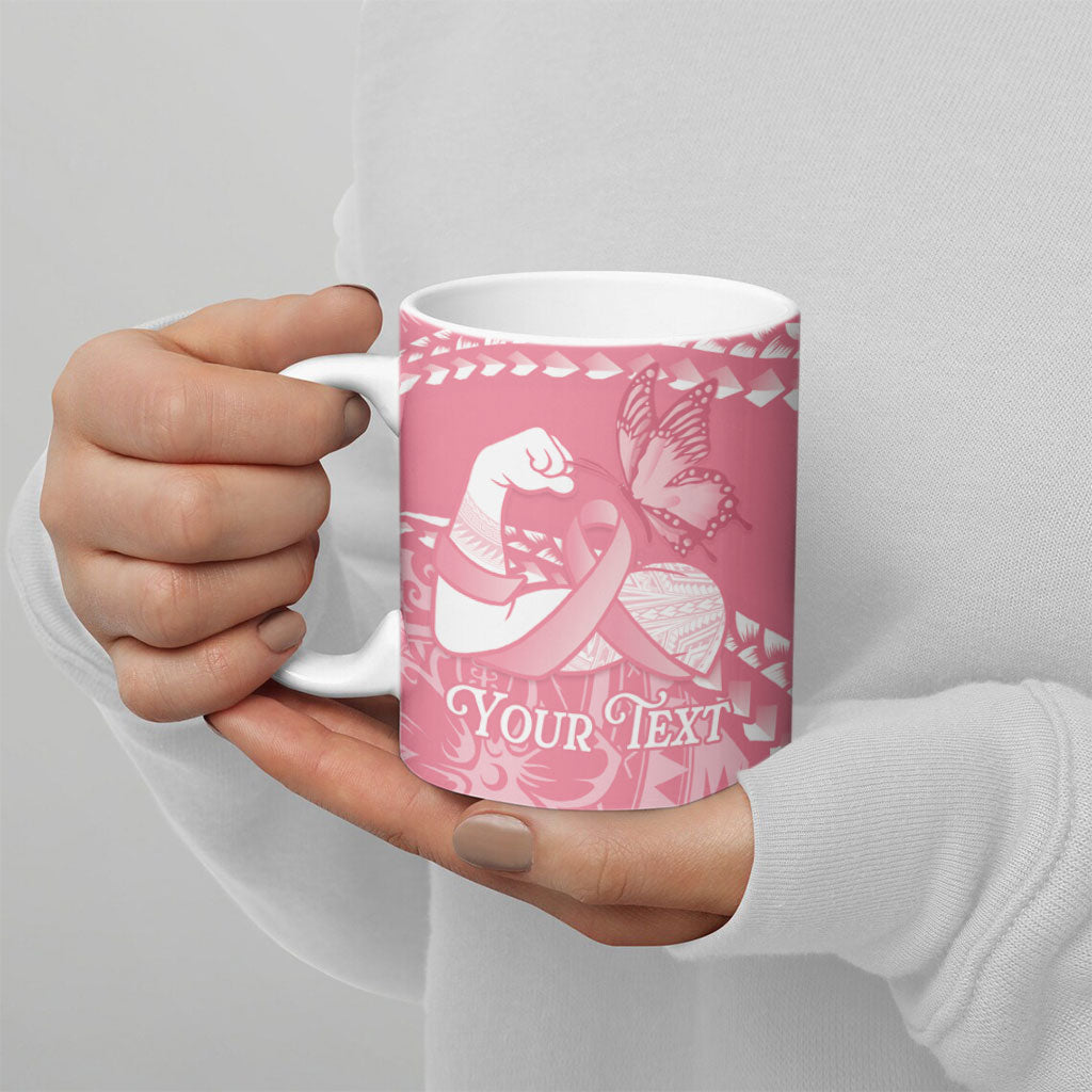 Personalised Polynesia Breast Cancer Awareness Ceramic Mug Brave Strong Butterfly Pink Ribbon LT14 - Polynesian Pride