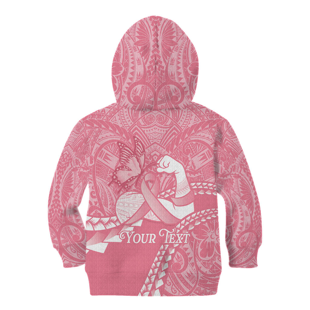 Personalised Polynesia Breast Cancer Awareness Kid Hoodie Brave Strong Butterfly Pink Ribbon LT14 - Polynesian Pride