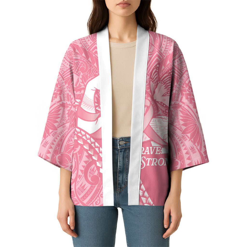 Personalised Polynesia Breast Cancer Awareness Kimono Brave Strong Butterfly Pink Ribbon LT14 - Polynesian Pride