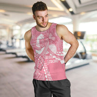 Personalised Polynesia Breast Cancer Awareness Men Tank Top Brave Strong Butterfly Pink Ribbon LT14 Pink - Polynesian Pride