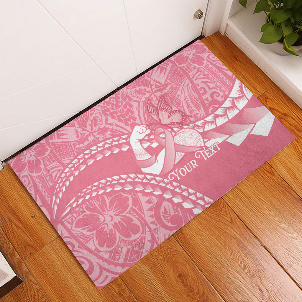 Personalised Polynesia Breast Cancer Awareness Rubber Doormat Brave Strong Butterfly Pink Ribbon LT14 - Polynesian Pride