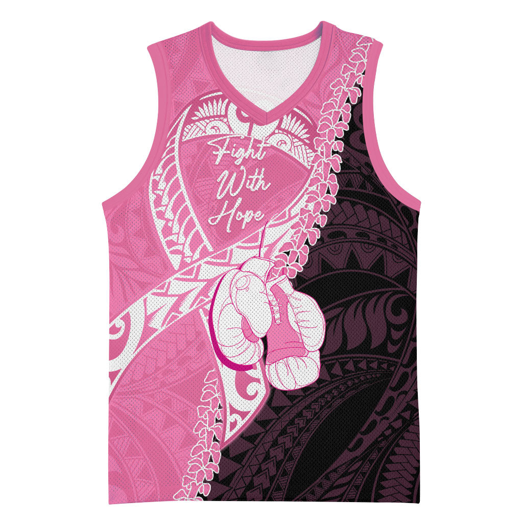 Personalised Polynesia Breast Cancer Awareness Basketball Jersey Fight With Hope Pink Ribbon Boxing Gloves LT14 Unisex Pink - Polynesian Pride