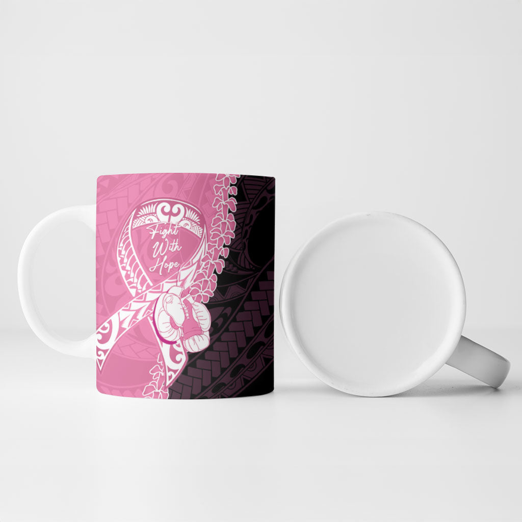 Personalised Polynesia Breast Cancer Awareness Ceramic Mug Fight With Hope Pink Ribbon Boxing Gloves LT14 - Polynesian Pride