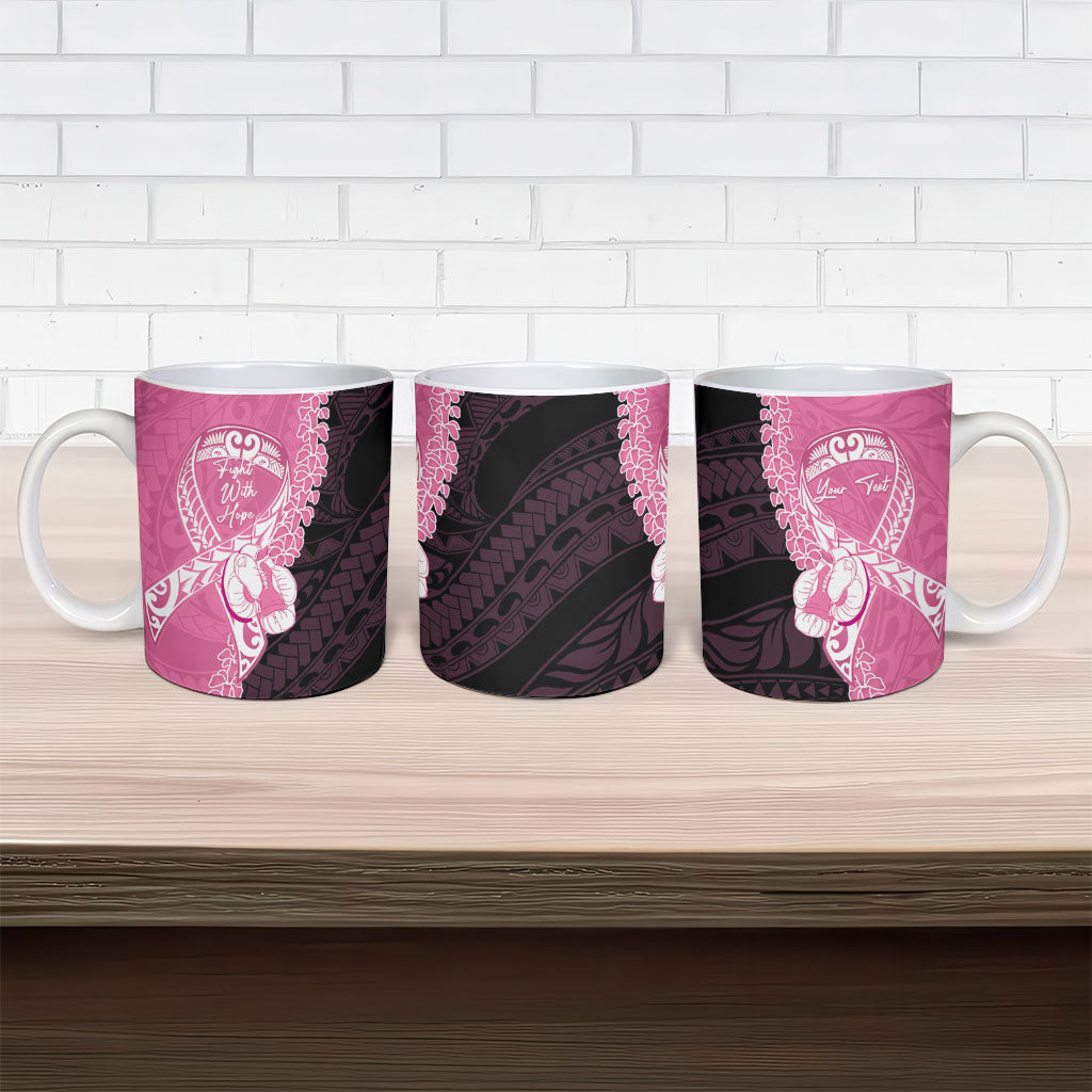 Personalised Polynesia Breast Cancer Awareness Ceramic Mug Fight With Hope Pink Ribbon Boxing Gloves LT14 - Polynesian Pride