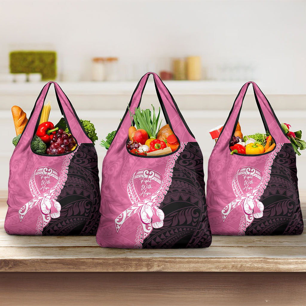 Polynesia Breast Cancer Awareness Grocery Bag Fight With Hope Pink Ribbon Boxing Gloves LT14 3-pack One Size Pink - Polynesian Pride