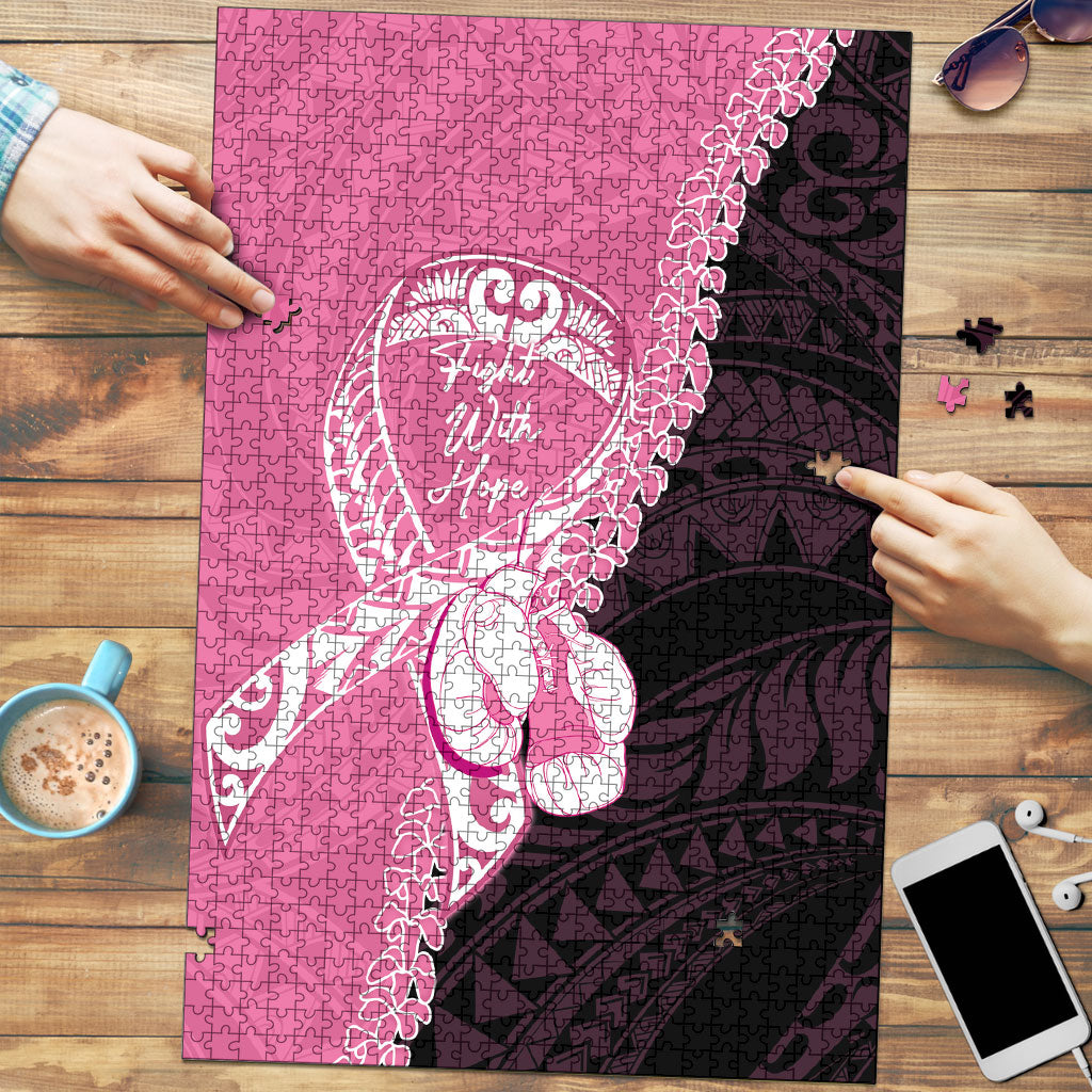 Polynesia Breast Cancer Awareness Puzzle Fight With Hope Pink Ribbon Boxing Gloves LT14 Pink - Polynesian Pride