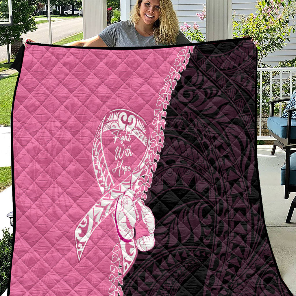 Polynesia Breast Cancer Awareness Quilt Fight With Hope Pink Ribbon Boxing Gloves LT14 Pink - Polynesian Pride