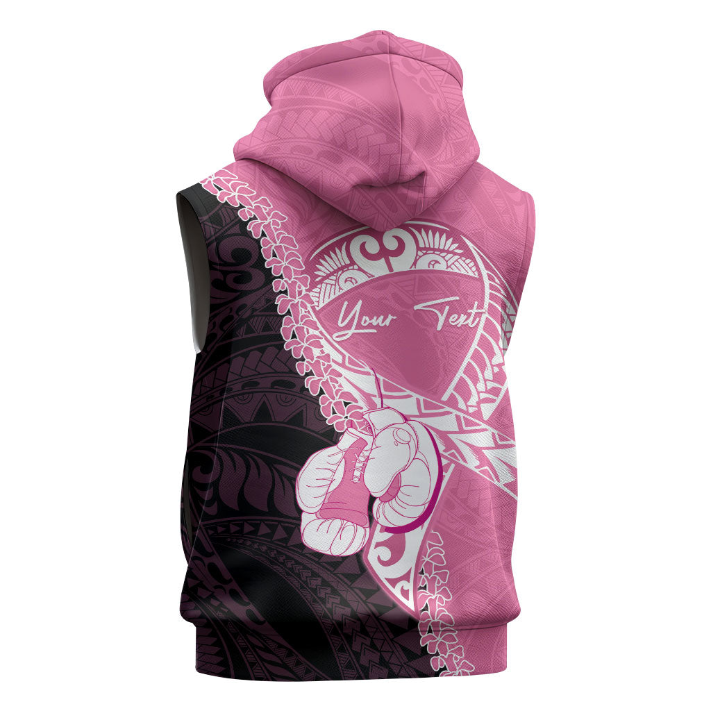 Personalised Polynesia Breast Cancer Awareness Sleeveless Hoodie Fight With Hope Pink Ribbon Boxing Gloves LT14 - Polynesian Pride