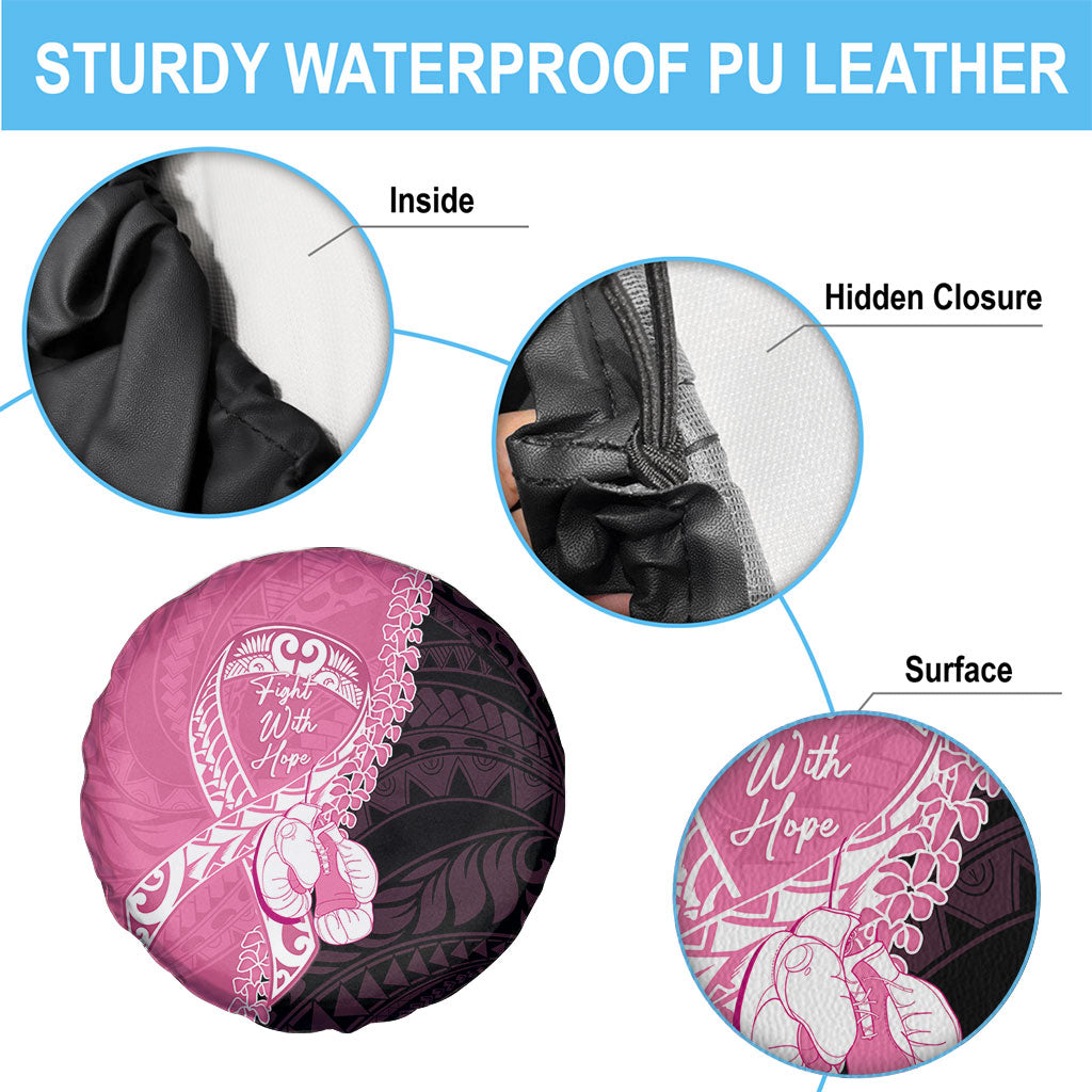 Polynesia Breast Cancer Awareness Spare Tire Cover Fight With Hope Pink Ribbon Boxing Gloves LT14 - Polynesian Pride