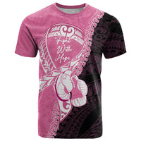 Personalised Polynesia Breast Cancer Awareness T Shirt Fight With Hope Pink Ribbon Boxing Gloves LT14 Pink - Polynesian Pride