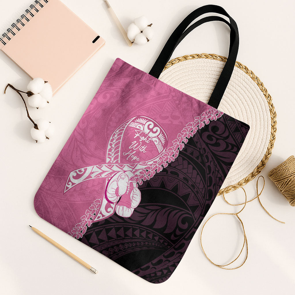 Polynesia Breast Cancer Awareness Tote Bag Fight With Hope Pink Ribbon Boxing Gloves