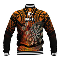 Personalised Polynesian Darts Baseball Jacket Fire Burning With Tribal Tattoo LT14 - Polynesian Pride
