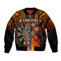 Personalised Polynesian Darts Bomber Jacket Fire Burning With Tribal Tattoo LT14 Unisex Orange - Polynesian Pride