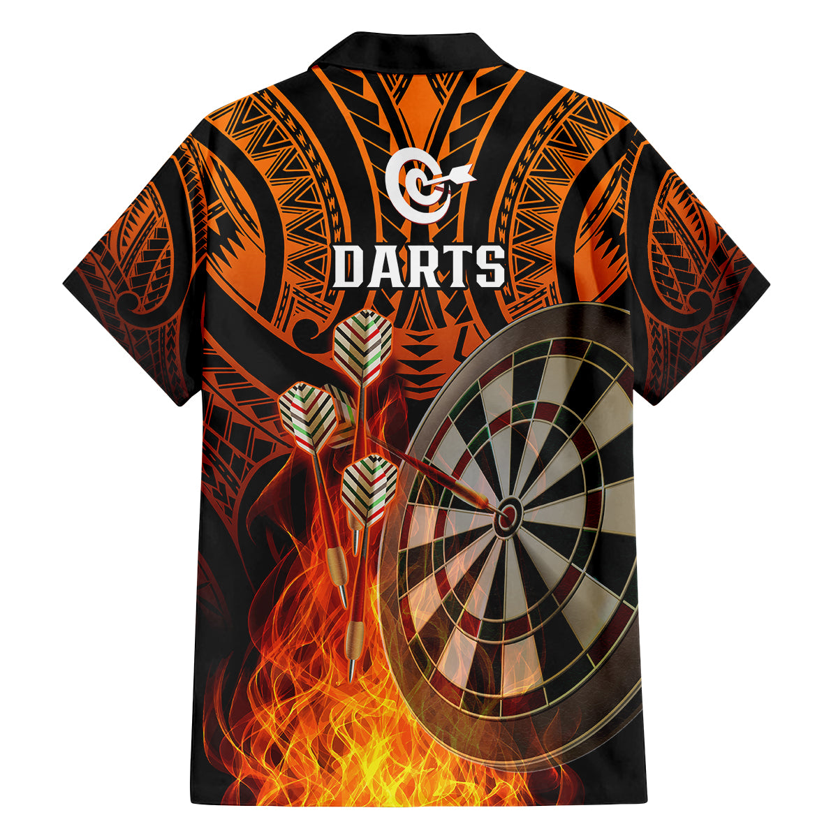 Personalised Polynesian Darts Family Matching Off Shoulder Short Dress and Hawaiian Shirt Fire Burning With Tribal Tattoo LT14 - Polynesian Pride