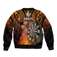 Personalised Polynesian Darts Sleeve Zip Bomber Jacket Fire Burning With Tribal Tattoo LT14 - Polynesian Pride